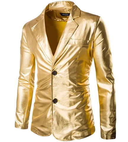 Ensemble de Costume Homme Coupe Ajustée Métallique Brillant Veste et Pantalon Luxe Mélange de Coton Bronzage pour Mariage Fête