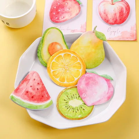 Notes Autocollantes Mignonnes en Forme de Fruits Blocs-Notes Auto-Adhésifs Aquarelle pour Étudiants Bureau Scrapbooking Décoration Papeterie