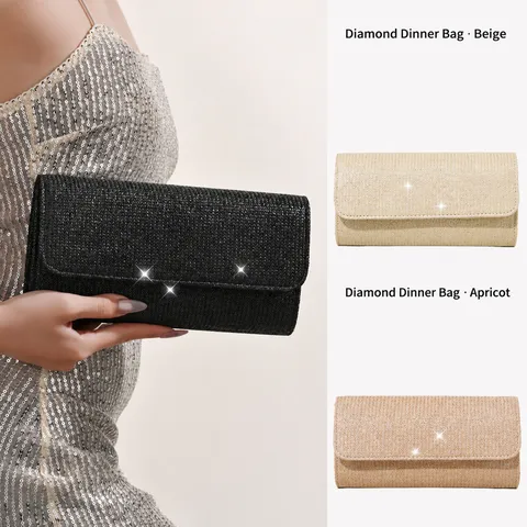 Bolso de Noche de Paja para Mujer Moda Diamantes de Imitación Cadena Bolso Cruzado Verano Casual Tejido Embrague Bolso