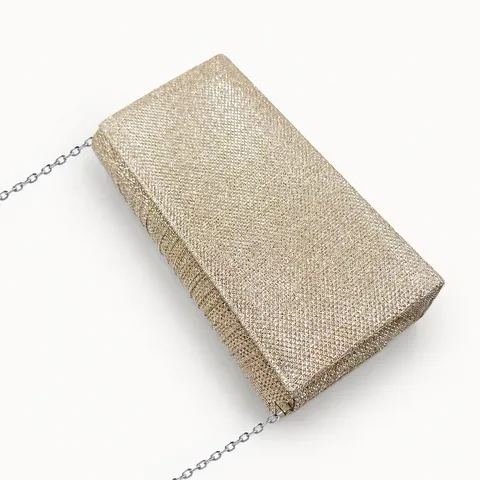 Women's Sparkling Glitter Evening Bag Pleated Three-Fold Clutch Purse Fashion Party Prom Handbag With Chain Strap