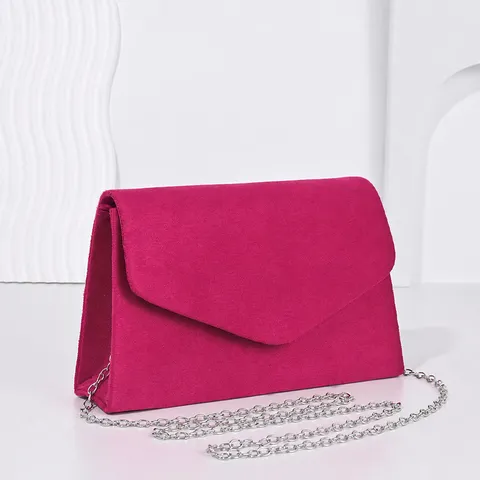 Women Velvet Evening Bag Elegant Clutch Purse With Chain Strap Solid Color Envelope Shoulder Bag For Wedding Party Prom