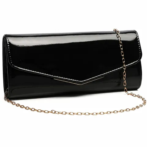 Women Fashion Patent Leather PU Crossbody Bag Elegant Envelope Clutch Chain Shoulder Bag Banquet Daily Handbag