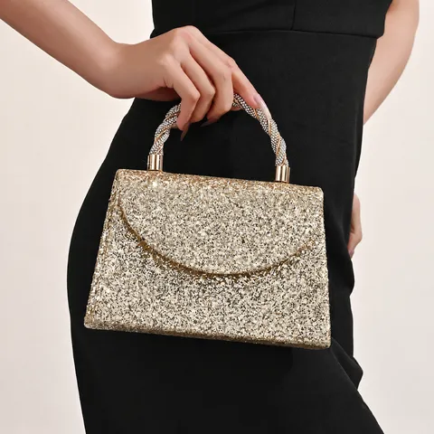 Women Rhinestone Sequin Evening Bag Glitter Handbag Elegant Party Clutch Crossbody Shoulder Bag