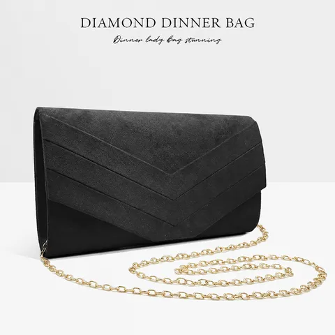 Women Velvet Evening Bag Vintage Pleated Clutch Purse Elegant Chain Shoulder Bag For Party Wedding Banquet