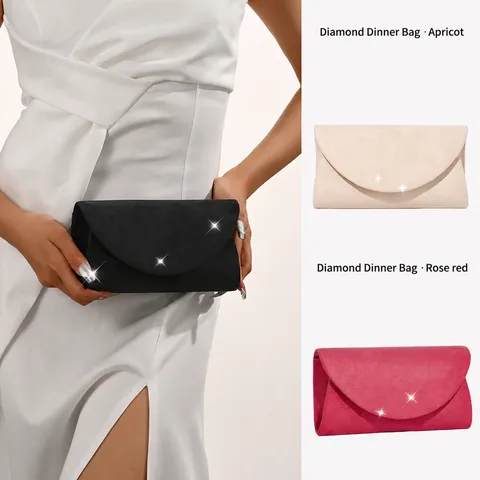 Women Velvet Evening Bag Mini Envelope Clutch Purse Elegant Chain Crossbody Bag For Wedding Party Banquet