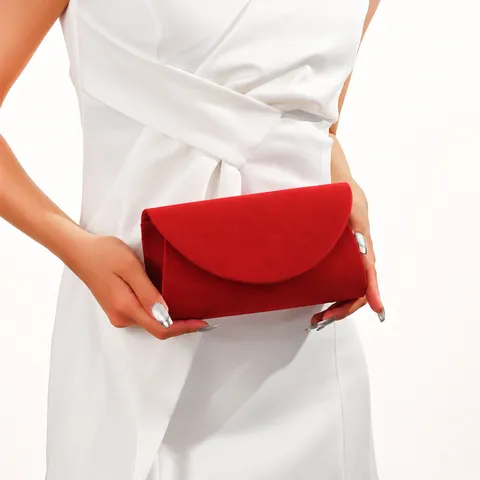 Women Velvet Evening Bag Mini Envelope Clutch Purse Elegant Chain Crossbody Bag For Wedding Party Banquet