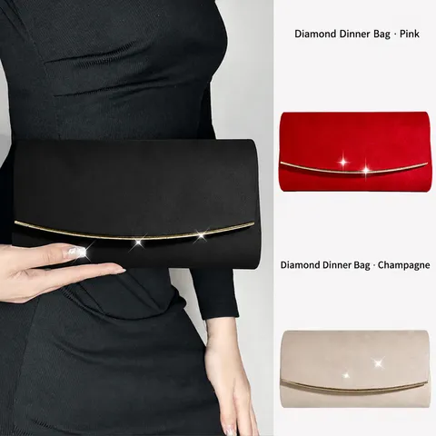 Minimalist Microfiber Velvet Evening Bag For Women Elegant Chain Crossbody Bag Fashion Solid Color Clutch Bag Lady Purse