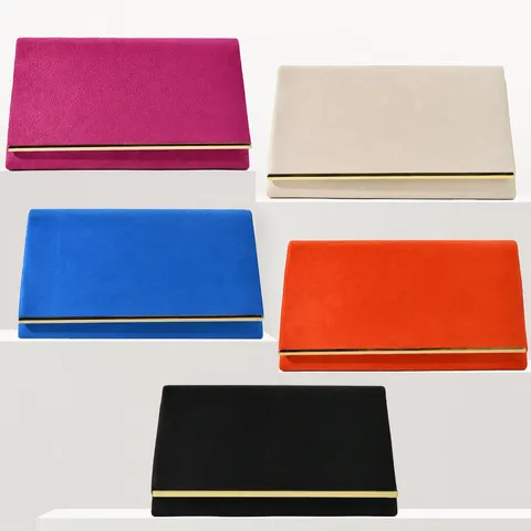 Women Luxury Velvet Evening Bag Elegant Chic Clutch Purse With Chain Strap Metallic Trim Fashion Party Shoulder Bag