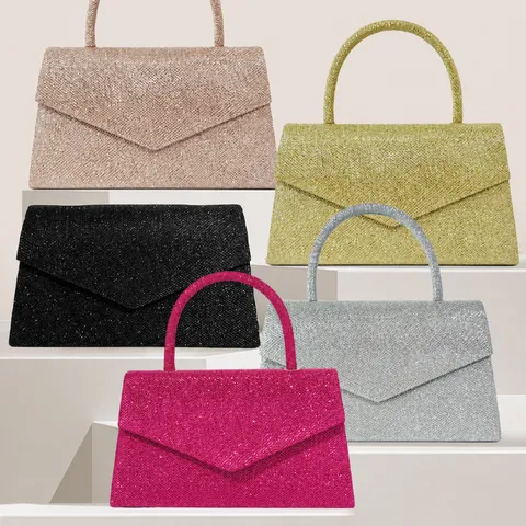 Women Fashion Glitter Evening Bag Sequins Chain Handbag Elegant Clutch Shoulder Crossbody Bag For Party Wedding
