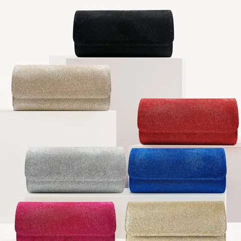 Women Fashion Evening Bag Wedding Bridesmaid Clutch Glitter Dress Bag Chain Flap Bag Elegant Party Handbag