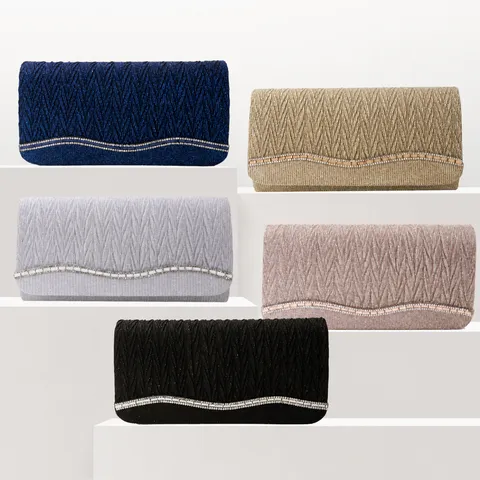 Women Fashion Iridescent Evening Bag Rhinestone Clutch Bag Chain Crossbody Bag Sparkly Party Prom Handbag