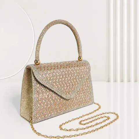 Women Rhinestone Evening Bag Luxury Crystal Clutch Purse Wedding Banquet Party Handbag Sparkling Diamante Chain Bag