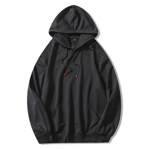 Men's Casual Cotton Long Sleeve Hooded Sweatshirt Solid Color Basic Pullover Hoodie With Pocket For Daily Wear