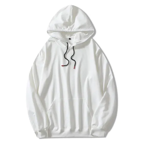 Men's Casual Cotton Long Sleeve Hooded Sweatshirt Solid Color Basic Pullover Hoodie With Pocket For Daily Wear