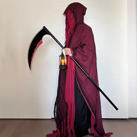 Cape à Capuche d'Halloween Robe de Sorcier Costume Cosplay Adulte Horreur Faucheuse Vampire Fête Vêtement