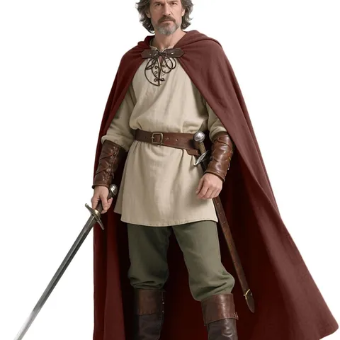 Cape à Capuche de Randonneur Médiéval en Coton Châle Vintage Cape Costume de Renaissance pour Fête d'Halloween Hommes Femmes