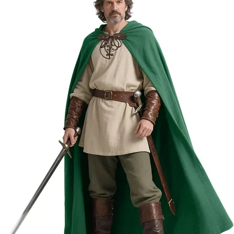 Cape à Capuche de Randonneur Médiéval en Coton Châle Vintage Cape Costume de Renaissance pour Fête d'Halloween Hommes Femmes