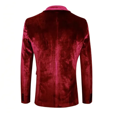 Men's Velvet Suit Jacket Slim Fit Single Breasted Formal Blazer For Wedding Banquet Business Party Outwear