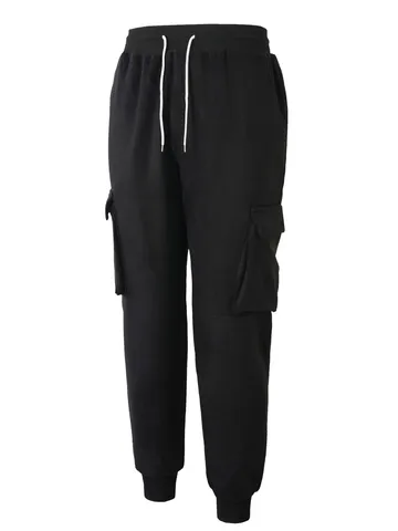 Pantaloni Jogger Casual Tinta Unita con Coulisse da Uomo Foderati in Pile Ispessiti Pantaloni della Tutu con Tasche Quotidiano