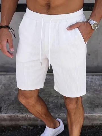 Men Casual Jacquard Sports Beach Shorts Loose Fit Drawstring Elastic Waist Short Pants For Summer Daily Outdoor Wear