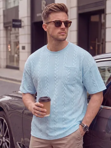 Heren Casual Ronde Hals Korte Mouw T-shirt Jacquard Textuur Basis Effen Kleur Slim Fit Zomer Top Dagelijkse Kleding