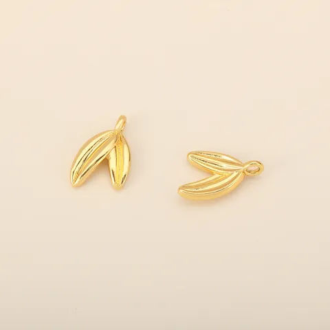 Copper 18K Real Gold Plated Color Preserving Leaf Pendant DIY Jewelry Accessories For Necklace Bracelet Earring Leaf Charm
