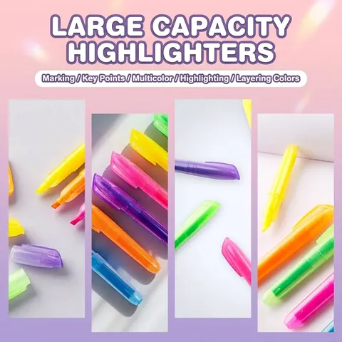 Queenstar Chisel Tip Highlighters Set Single Head Fluorescent Pens For Students Office School Supplies Stationery Marking
