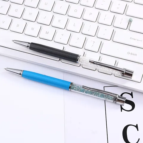 Bolígrafo de Metal con Diamantes de Imitación Creativo Lujoso Relleno de Cristal Pluma Escritura Rotatoria para Oficina Escuela