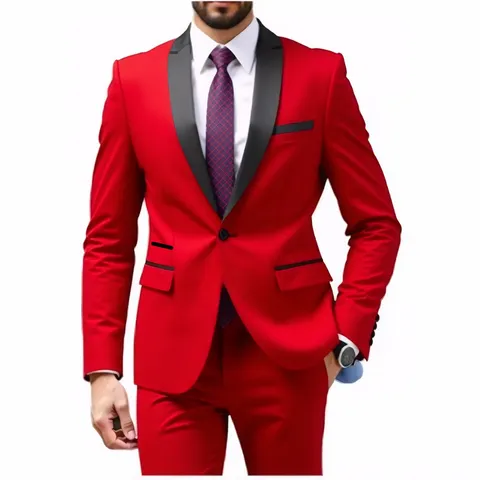 Men's Slim Fit Jacket And Pants Set Shawl Lapel One Button Wedding Tuxedo For Groom Groomsmen Formal Business Party Attire