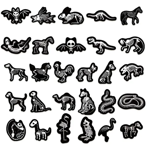Autocollants Imperméables Graffiti Squelette d'Animal Noir Dessin Animé Pour Guitare Ordinateur Portable Valise