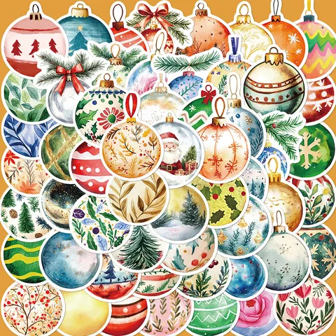 Autocollants Graffiti Boule de Noël Vintage Stickers Imperméables Pour Journal Carnet Bagage Fête Décoration DIY