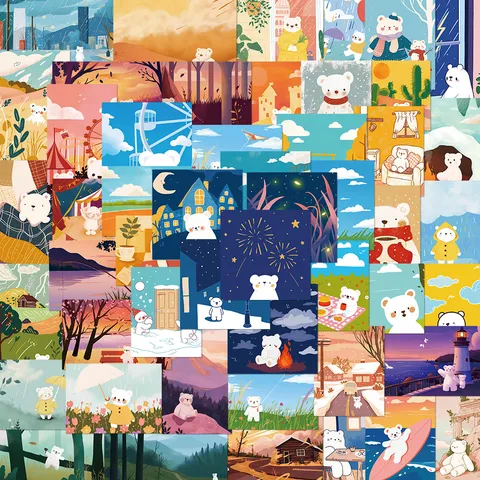 Autocollants Imperméables d'Illustrations de Dessins Animés Mignons Pour Étui de Téléphone Cahier Bagage Bouteille d'Eau Décoration