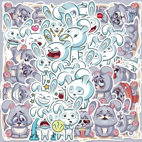 Autocollants de Graffiti Étanches de Dessin Animé de Lapin Drôle Originaux Pour Bagages Guitare Skateboard Ordinateur Portable Décoratifs