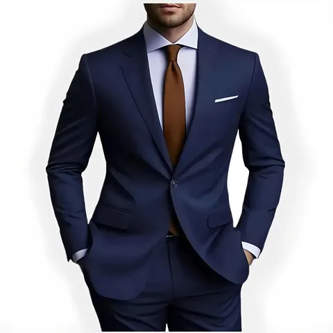 Men Business Slim Fit One Button Suit Two Piece Set Blazer And Trousers