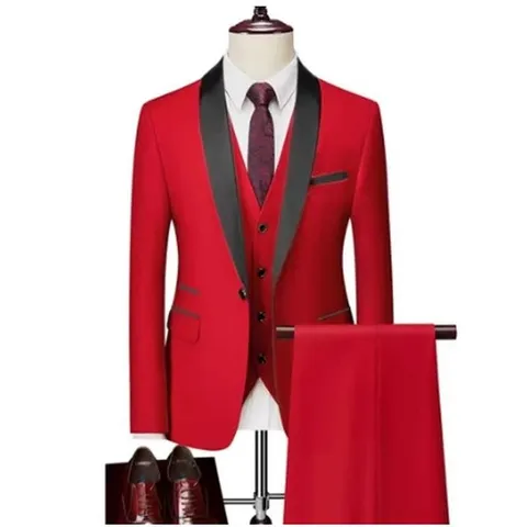 Mens Business Suit Set Three Piece Slim Fit Blazer Vest Pants Formal Wedding Groom Professional Career Suit