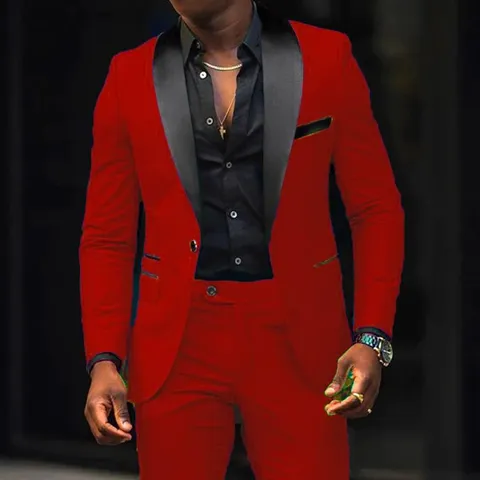 Andriko Set Koustoumiou Business Casual apo Polyestera Slim Fit Blazer kai Panteloni me Giaka Sali gia Gamo Parti