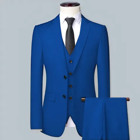 Men's Slim Fit Jacket Vest And Pants Suit Professional Business Wedding Groom Attire Classic Solid Color Single Breasted Apparel