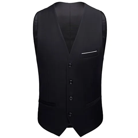 Men Business Suit Vest Slim Fit V Neck Single Breasted Formal Waistcoat For Wedding Party Banquet Daily Wear
