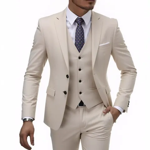 Men Slim Fit Three Piece Suit Business Wedding Formal Tuxedo Jacket Vest Pants Set