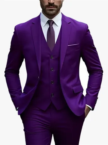 Men Slim Fit Business Casual Suit Set Blazer Vest Pants Professional Wedding Career Formalwear Groom Tuxedo