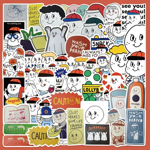 Ensemble d'Autocollants Imperméables de Personnages de Dessins Animés Mignons Autocollants de Graffiti pour Journal Cahier Téléphone Bouteille d'Eau Décoration d'Ordinateur Portable
