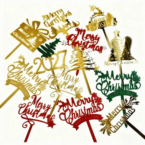 Weihnachten Kuchendekoration Acryl Merry Christmas Party Deko Rentier Stern Baum Festlicher Dessertstecker