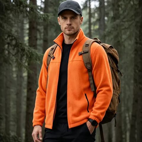Heren Fleece Jas Staande Kraag Volledige Rits Outdoor Warm Effen Kleur Casual Sportjas