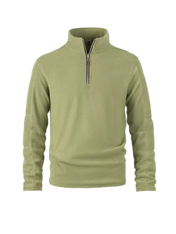 Men's Polar Fleece Half Zip Sweatshirt Warm Stand Collar Long Sleeve Pullover Loose Fit Solid Color Outdoor Top