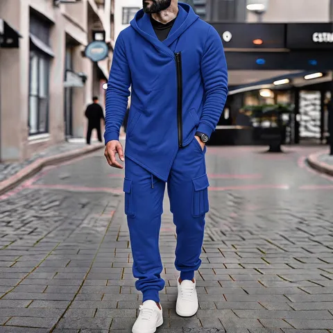 Ανδρικό Σετ Φούτερ Με Επένδυση Fleece Και Παντελόνι Cargo Φθινόπωρο Χειμώνας Casual Αθλητικά Ρούχα Πάνω Και Κάτω Μέρος Φόρμα