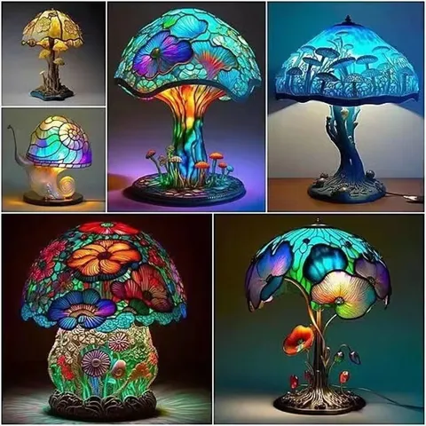 Europäisches Landhaus Harz Tiffany Pilz Tischlampe Ornament Bunte Schnecke Nachtlicht Schreibtisch Dekoration Für Haus Schlafzimmer