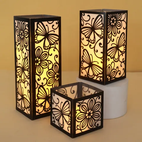 Ancient Style Butterfly Floral Music Note PVC Lampshade Set Hollow Out Lantern Accessories For Festival Party Home Decor DIY Kits