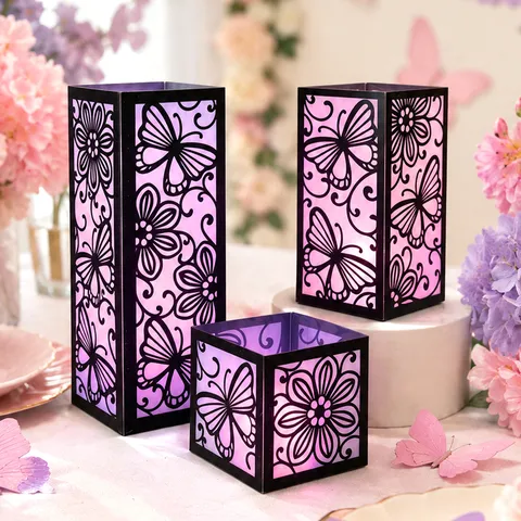 Ancient Style Butterfly Floral Music Note PVC Lampshade Set Hollow Out Lantern Accessories For Festival Party Home Decor DIY Kits