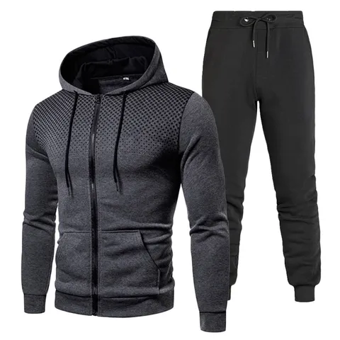 Men's Tracksuit Set Zip Up Hoodie And Cuffed Pants Polyester Starry Dot Printed Sports Casual Two Piece Set For Men