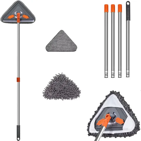 Large Triangle Flat Mop Stainless Steel Handle Lazy Floor Cleaner With Chenille Replacement Pads Microfiber Window Squeegee Home Cleaning Tool